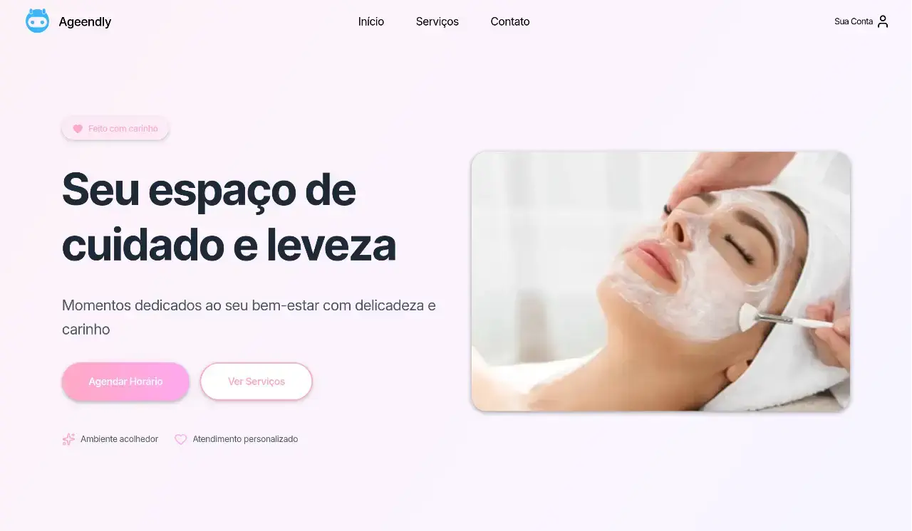 Interface do modelo Elegance com visual sofisticado para salões
